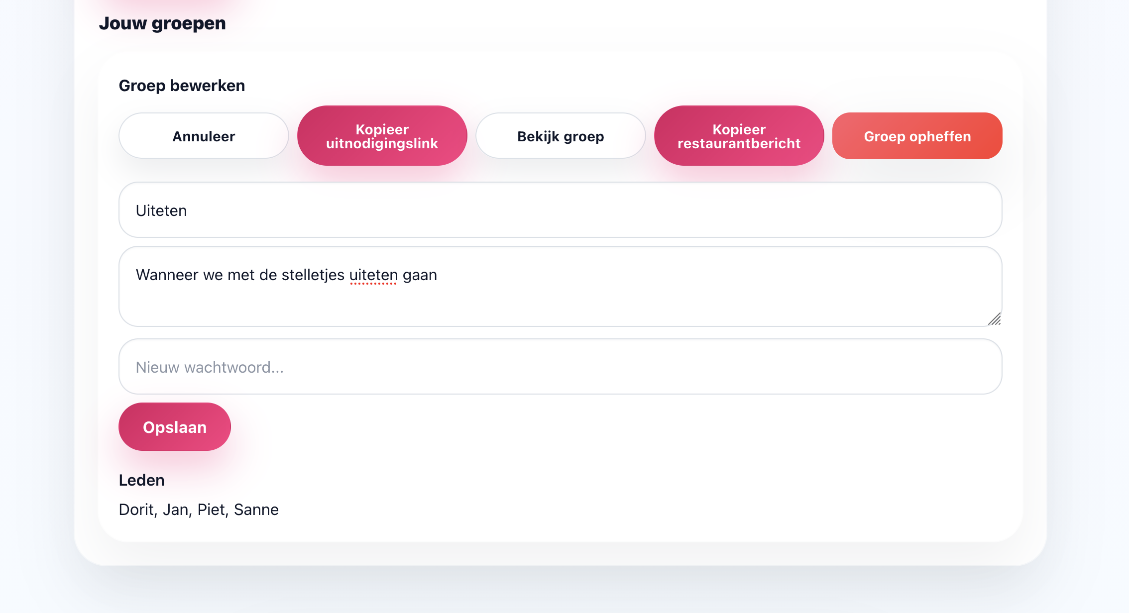 Voorbeeld van een invite-link delen vanuit Allergie-ID